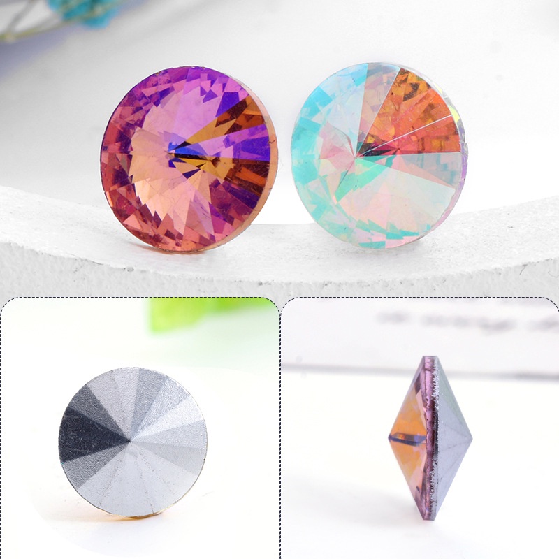 Set 10 Viên Đá Khối Hình Tròn Chân Bạc Đính Móng