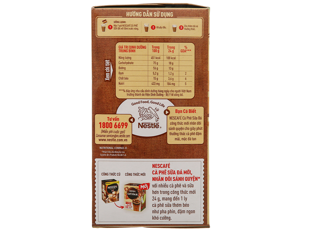 Cà phê sữa đá NesCafé nhân đôi sánh quyện 240g (10 gói x 24g)