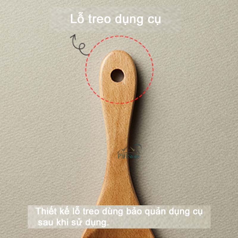 Muôi múc cơm vá múc cơm Lock&Lock bằng gỗ sồi P-1055