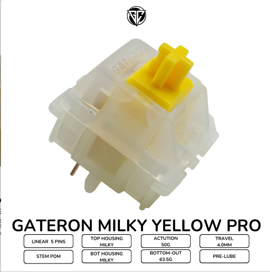 Switch Gateron Milky Yellow Pro Switch 5 PIN Switch dùng cho bàn phím cơ
