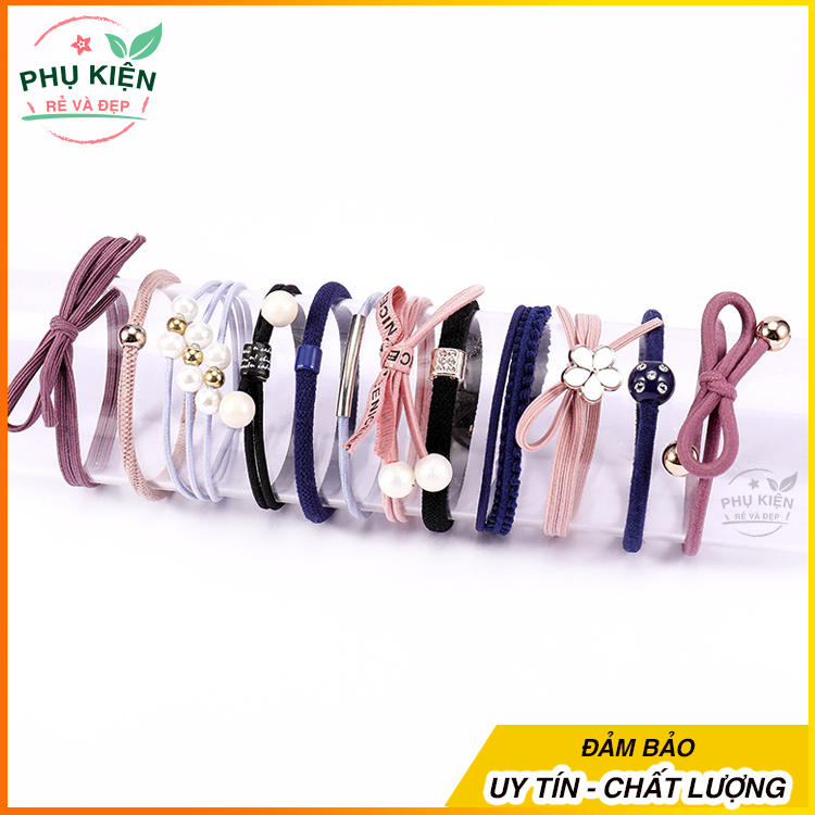 [HCM]Hộp 12 dây cột tóc Hàn Quốc siêu đẹp siêu bền (Đủ màu)