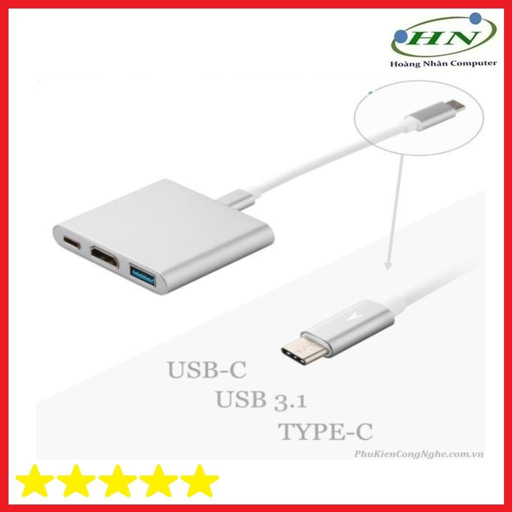 Cáp chuyển USB Type C sang HDMI + USB 3.0