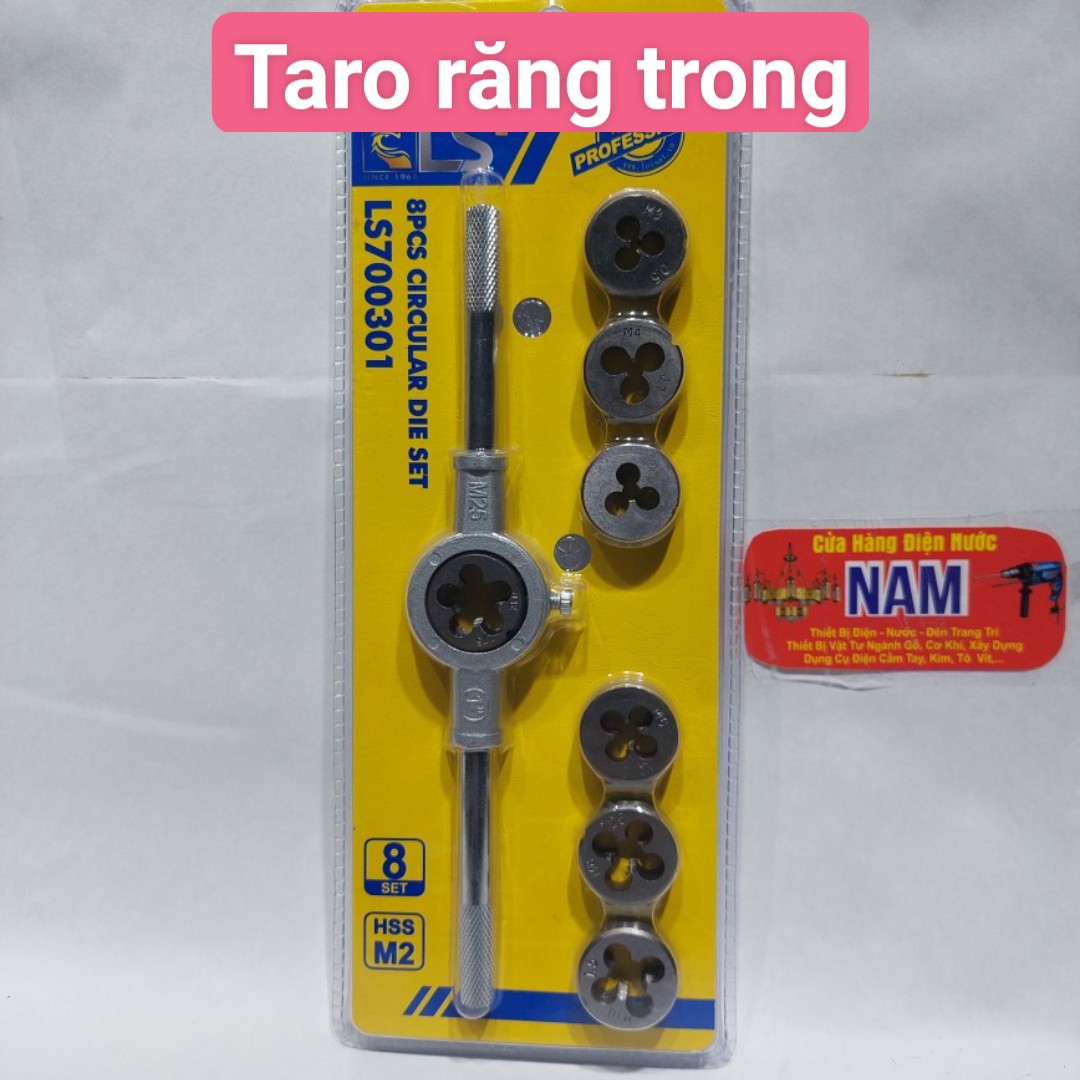Bộ 8 món taro răng trong hoặc taro răng ngoài thương hiệu ls+, bộ 8 cây taro ren ngoài /ren trong 8 món mũi m3•mũi m4•mũi m5•mũi m6•mũi m8•mũi m10•mũi m12 chât liệu thép crv chắc chắn, và thêm 1 tay quay nữa.