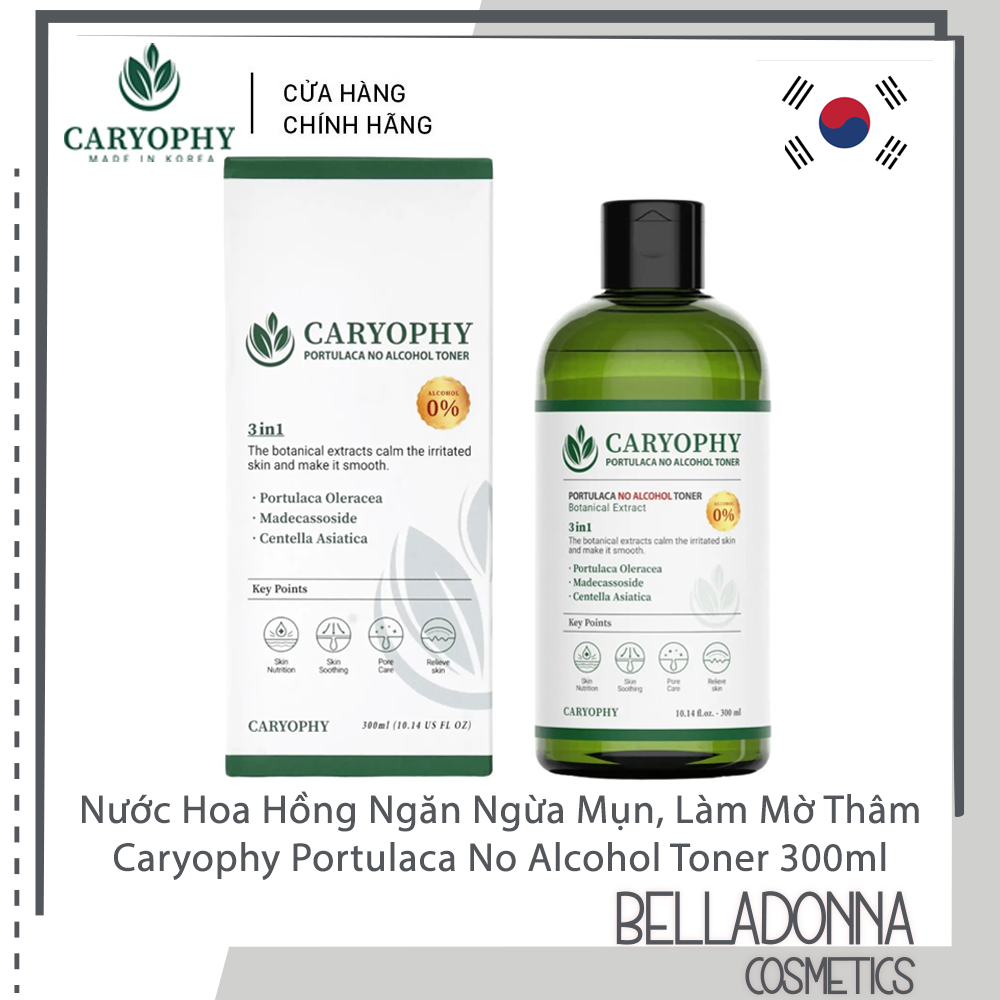 Nước Hoa Hồng Ngăn Ngừa Mụn, Làm Mờ Thâm Caryophy Portulaca No Alcohol Toner 300ml