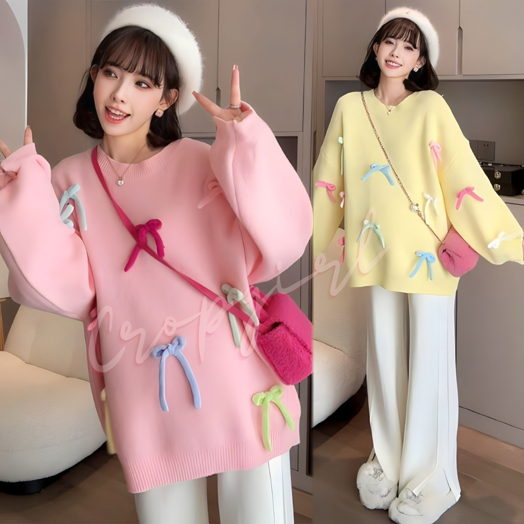 Áo len Quảng Châu đính nơ cute