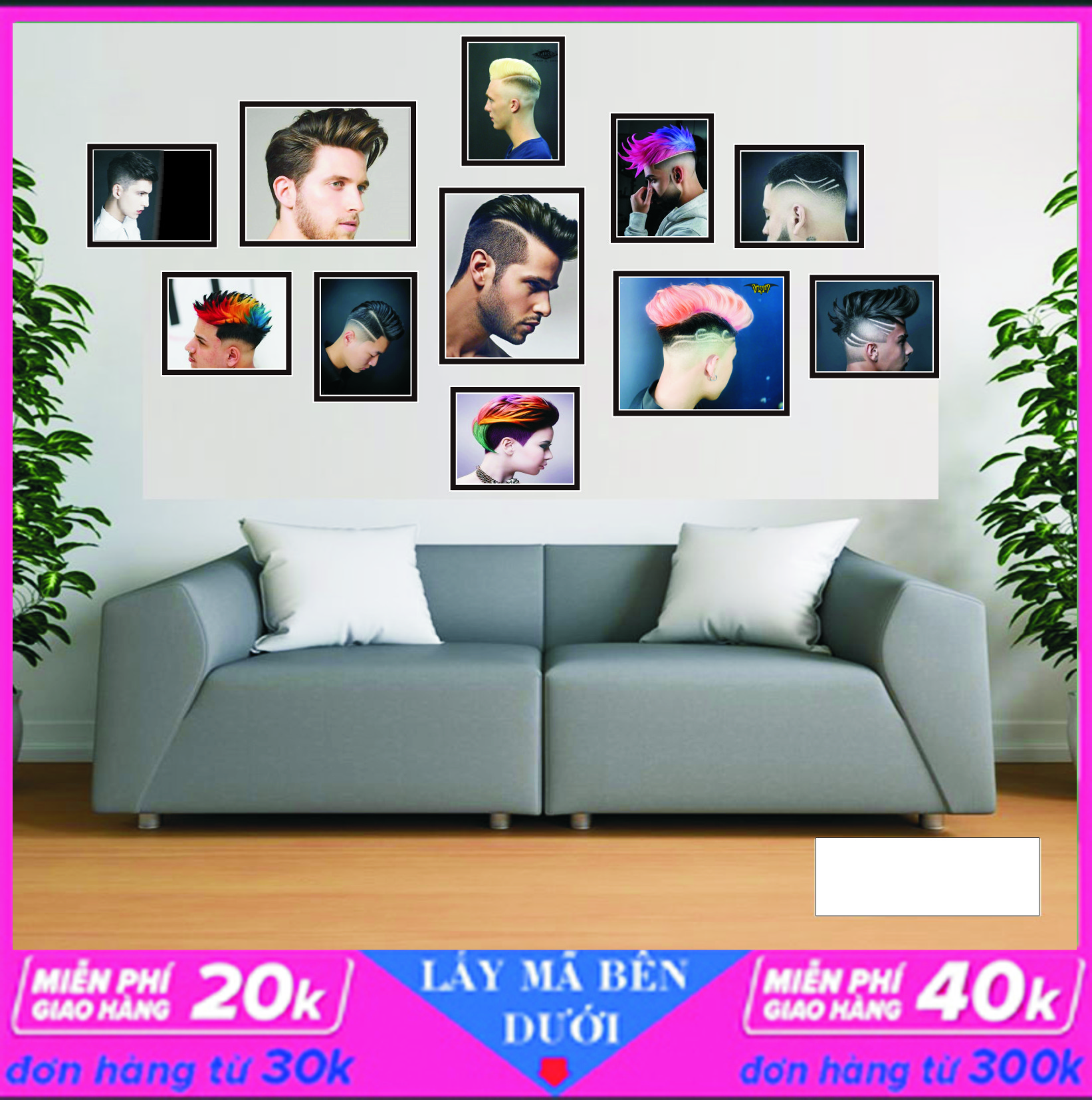 TRANH DECOR  TOC NAM NU TONG HOP  FOMEX COMBO 11 BỨC KHỔ LỚN DÁN TUONG TRANG TRÍ  - NGHỆ THUẬT- ( CAM KẾT CHẤT LƯỢNG NHƯ HÌNH) GIÁ TẠI XƯỞNG SẢN XUẤT