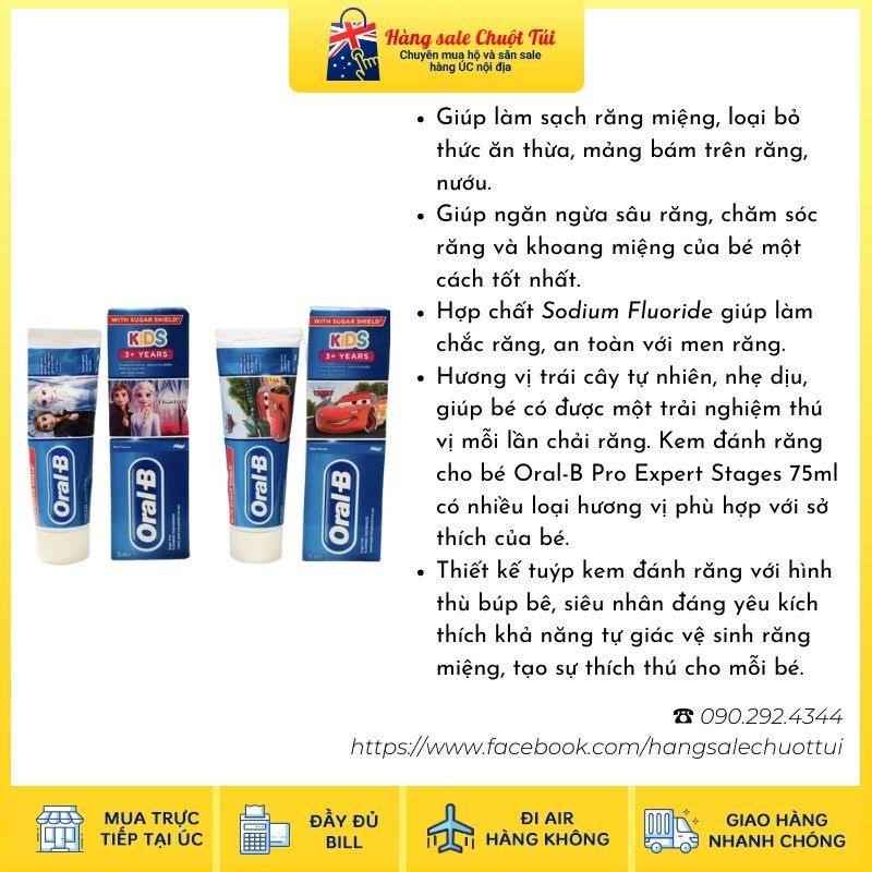 Kem đánh răng cho bé Oral B [Hàng nội địa Úc]