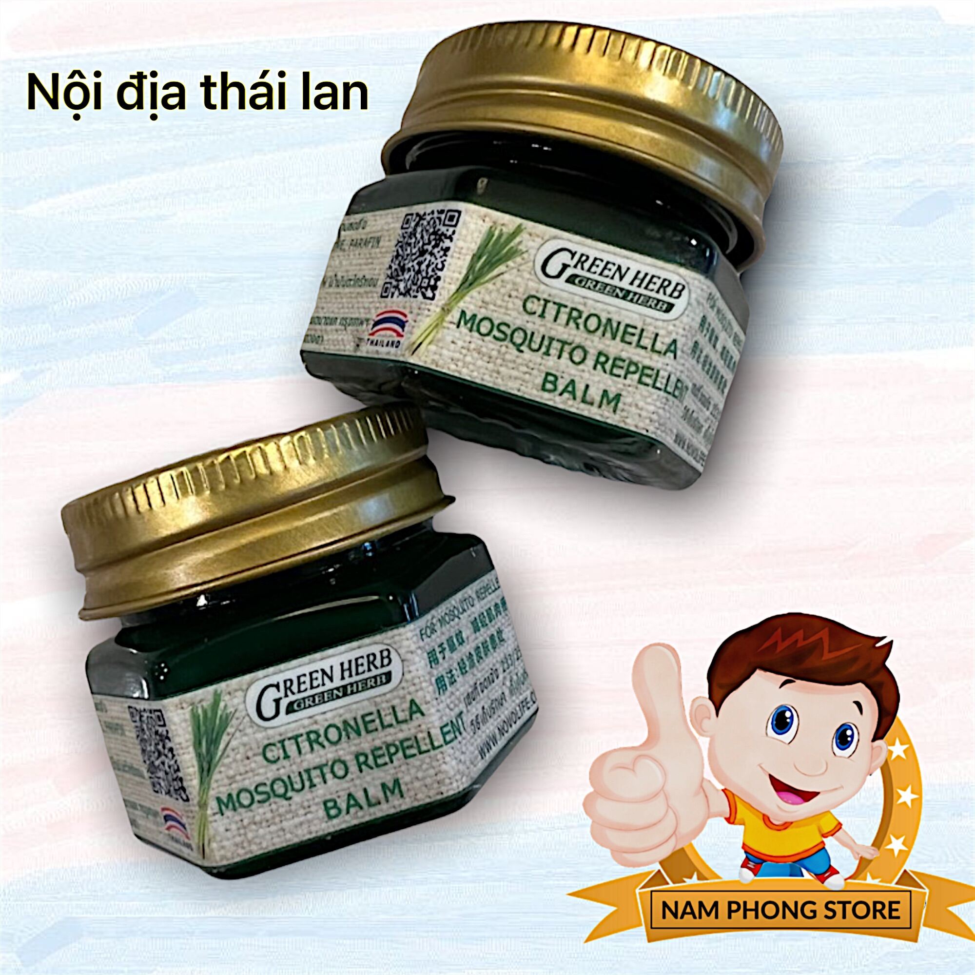 (Nội địa) Cù là đuổi muỗi Green Herb Thái Lan 10g nắp thiếc