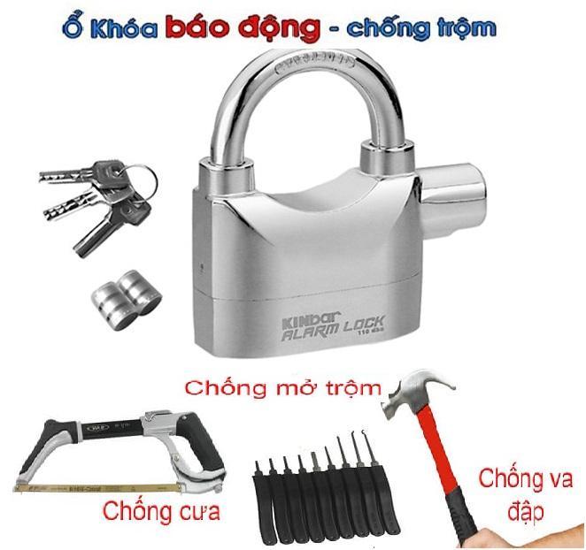 Ổ Khóa chống trộm Kinbar - Có Còi Báo Động, Chống Cắt, Phát Ra Âm Thanh Cực Lớn để chống Trộm, Bảo Vệ Nhà Cửa, Xe Máy...