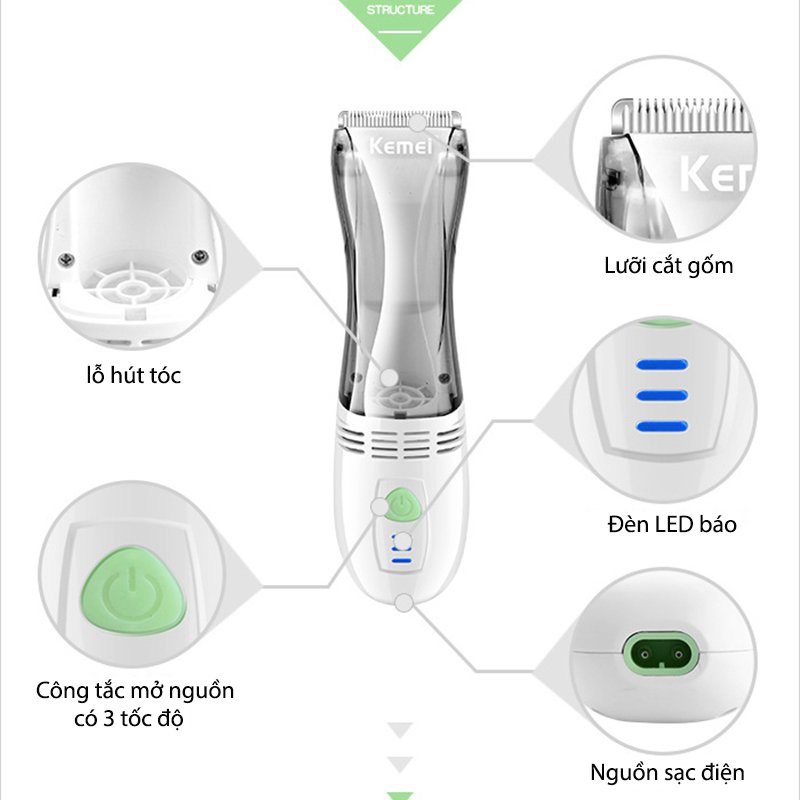 Tông đơ cắt tóc, máy cắt tỉa tóc cho bé kemei KM-79
