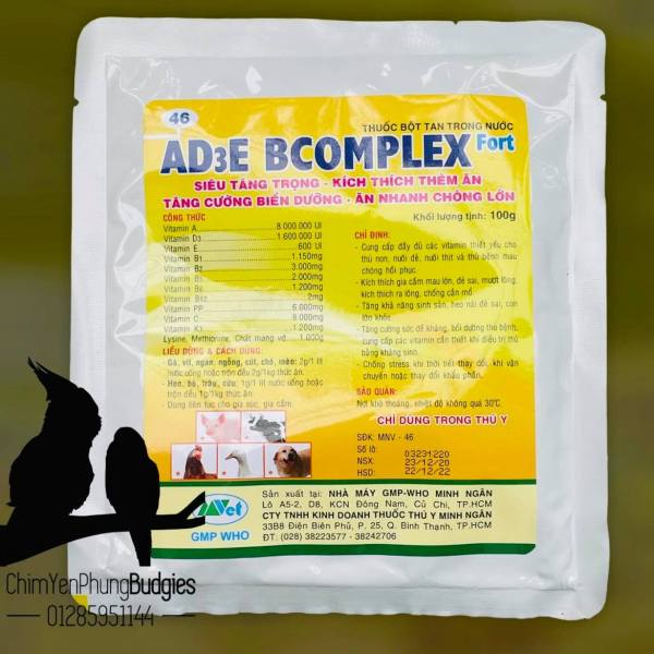 Combo 2 gói Vitamin AD3E Bcomplex cho vật nuôi, tăng trọng, kích thích thèm ăn.