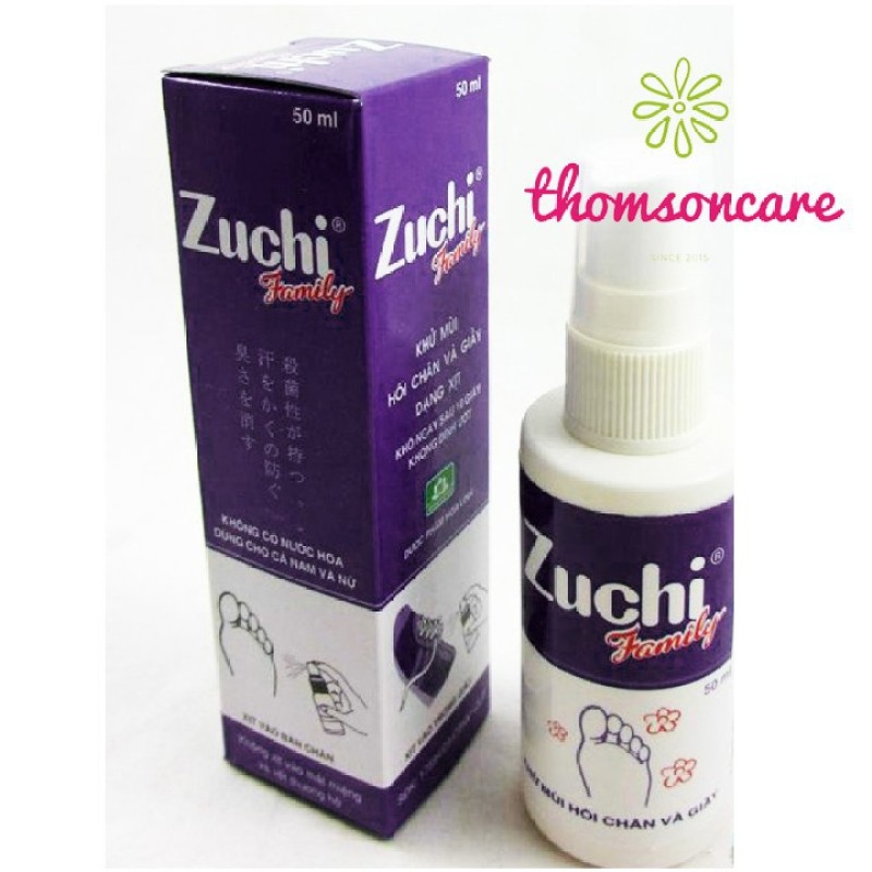 Zuchi xịt giày - khử mùi hôi chân, xịt thơm giầy dép cho nam, nữ, chai 50ml Zuchi Family của Dược Hoa Linh nhập khẩu