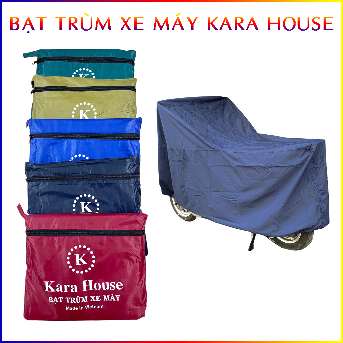 Bạt trùm xe máy kara house vải dù cao cấp phù hợp mọi loại xe