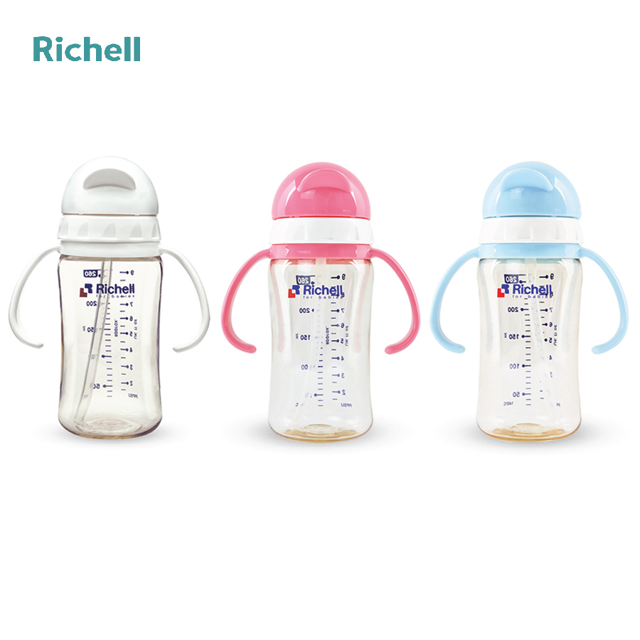 BÌNH ỐNG HÚT PPSU RICHELL (260ML-HỒNG)