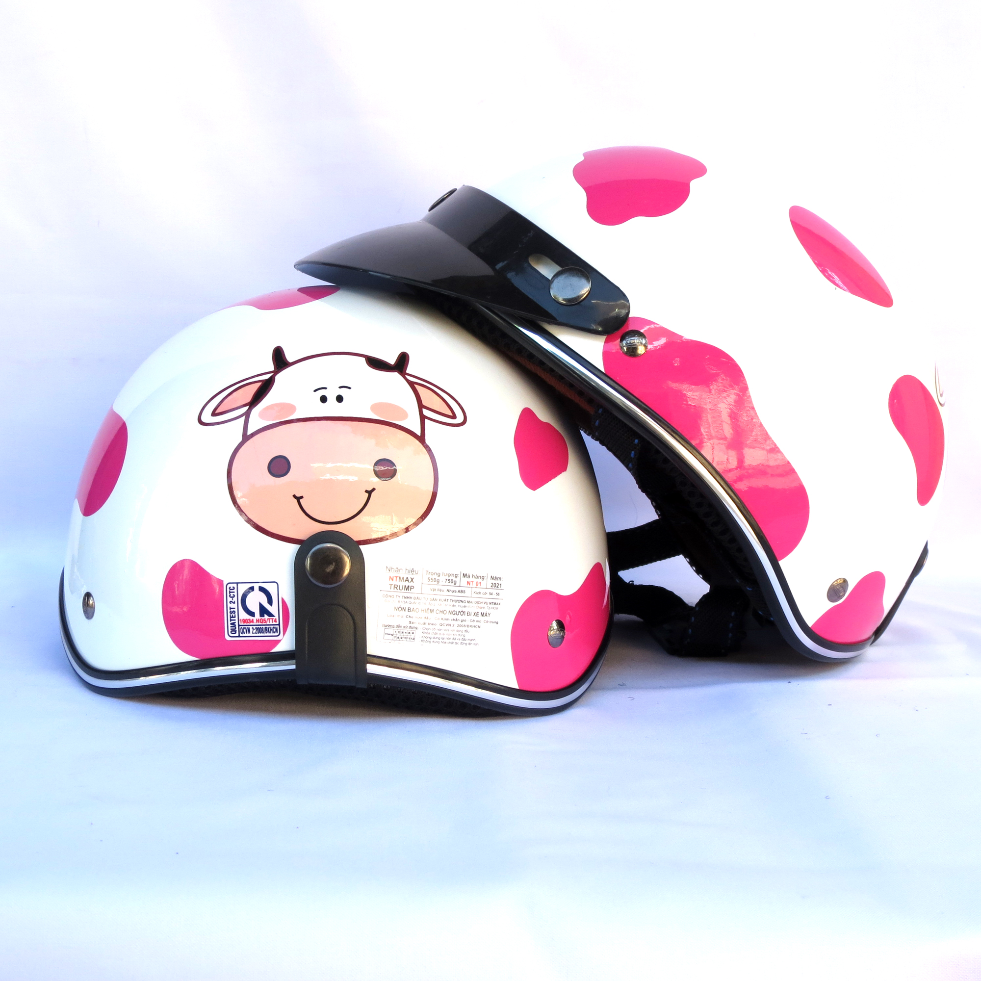 Mũ bảo hiểm 1/2 NTMAX tem bò sữa siêu cute