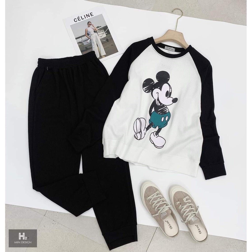 Bộ thu đông nữ dài tay hình micky đáng yêu