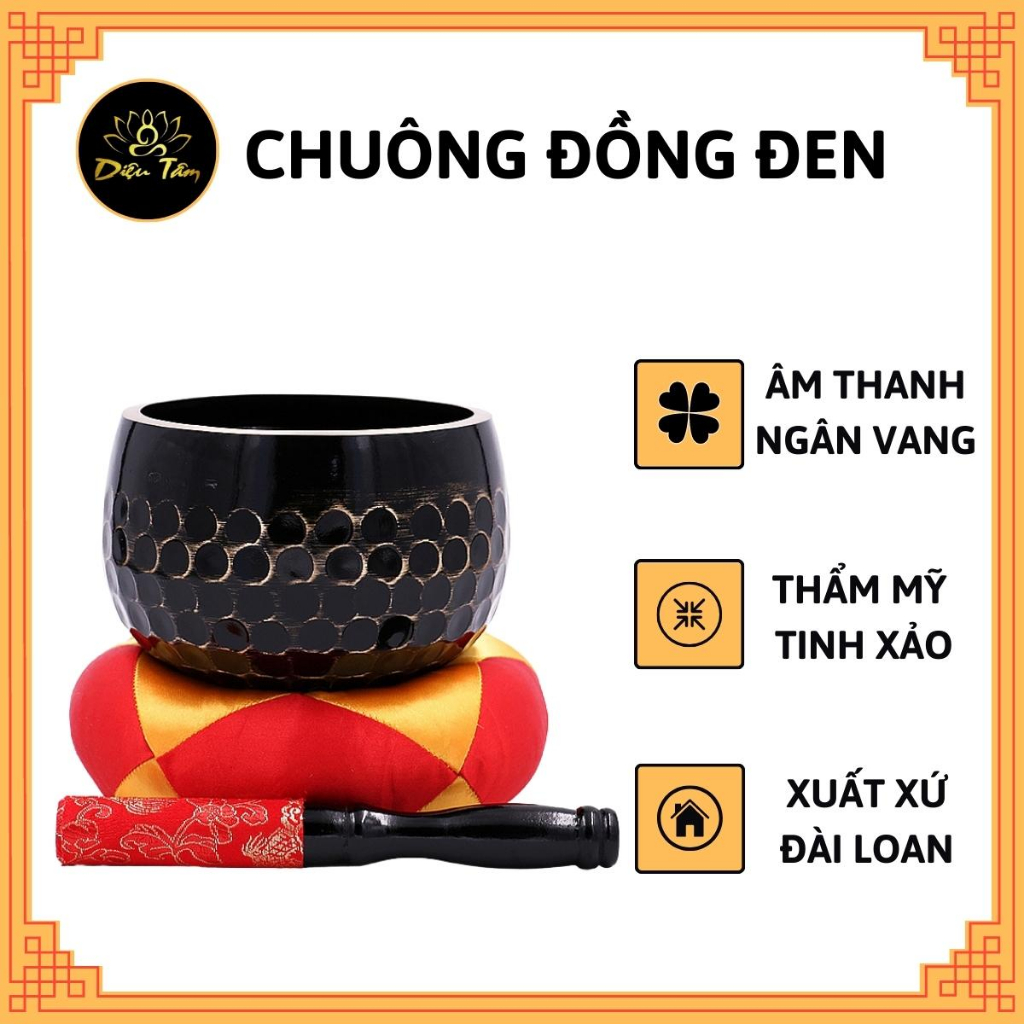 Chuông đồng đen Đài Loan chuông đồng tụng kinh niệm phật đồ thờ cúng