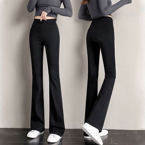 Quần legging nữ ống loe cạp cao chất vải cotton co giãn siêu hack dáng nâng mông che khuyết điểm