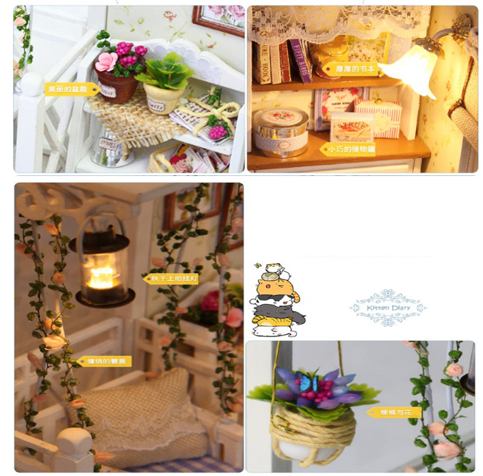 Đồ chơi mô hình nhà gỗ diy Cute Room H-013( Tặng Mica Che Bụi + Keo)