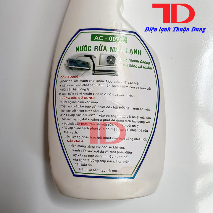 Nước rửa dàn lạnh máy lạnh AC-007.1 - Điện Lạnh Thuận Dung