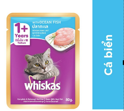 Pate whiskas gói 80g x 24 gói (mix từ 4 vị)
