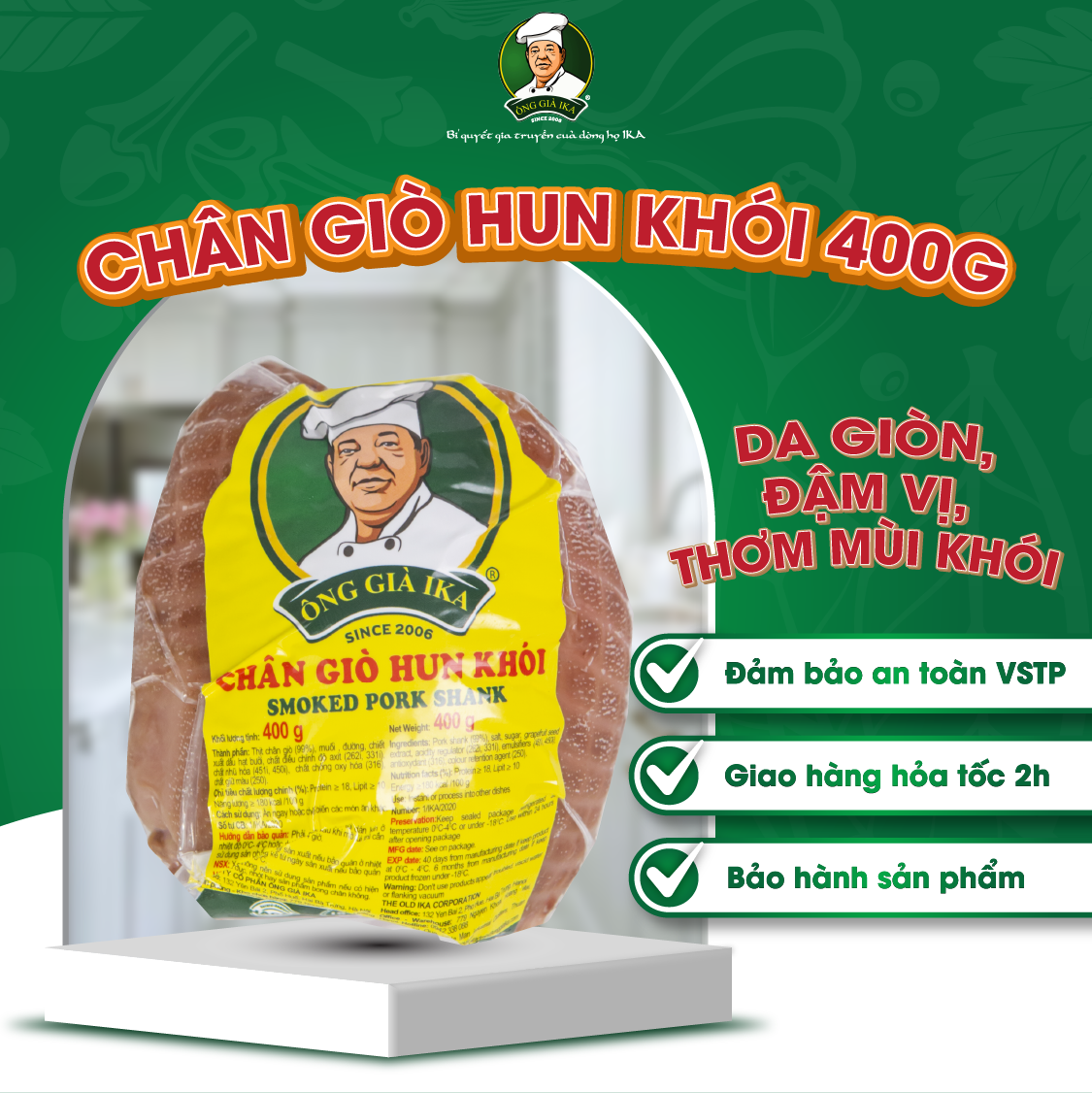 [ Chỉ giao HCM & Hà Nội] Chân giò hun khói 400g Ông già Ika