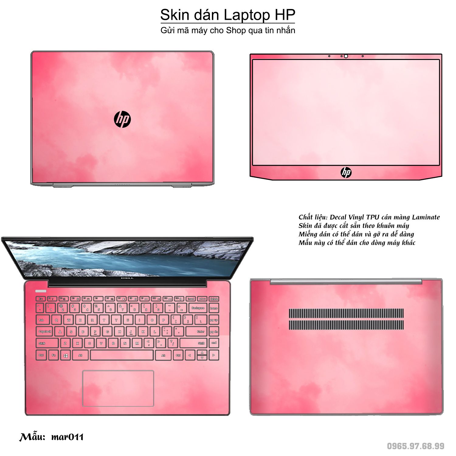 Decal Skin dán Laptop HP mẫu vân Marble (inbox mã máy cho shop)