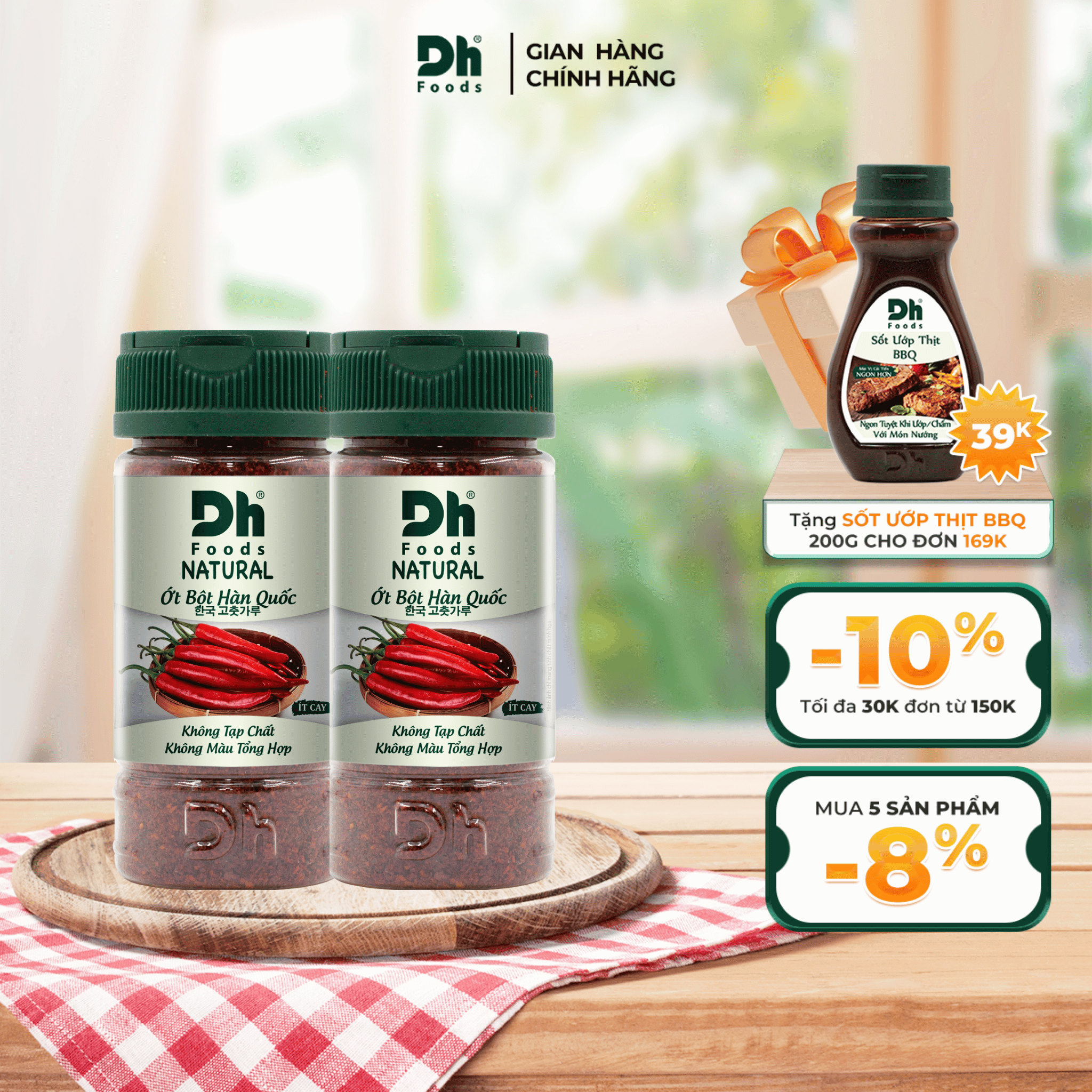 Combo 2 hũ ớt bột hàn quốc 45gr dh foods
