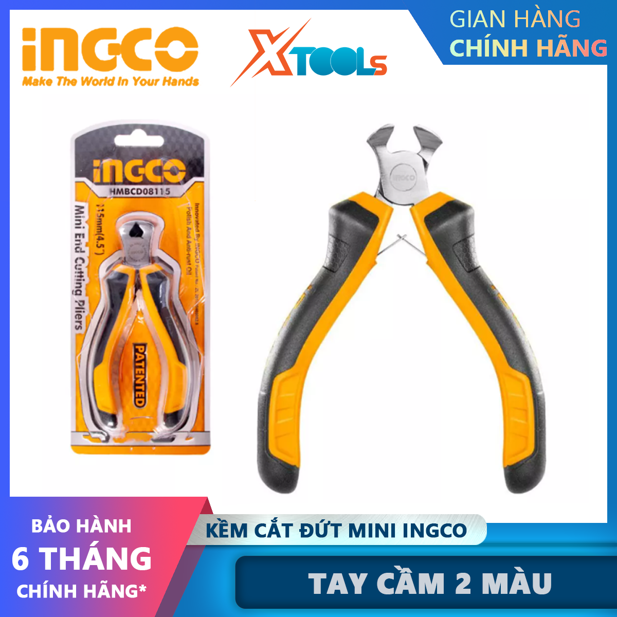 Cutting pliers head mini ingco HMBCD08115 nippers cutting mini size 4.5 "/ 115mm head nippers polished ball and anti-rust cutting, plucking wire or metal cutting [genuine] [xsafe]