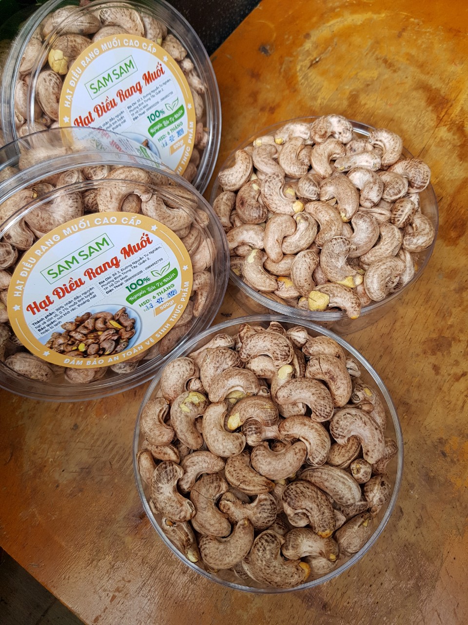 HẠT ĐIỀU RANG MUỐI VỎ LỤA SAM SAM( HỘP 500 GRAM)