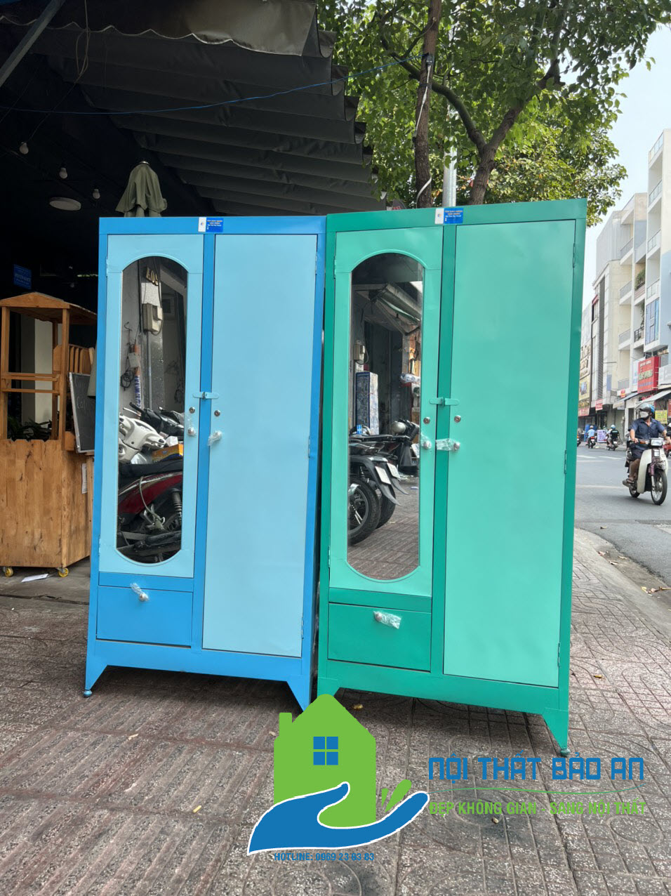 [HCM] Tủ sắt quần áo cao 1m6 ngang 90cm màu xanh dương đậm