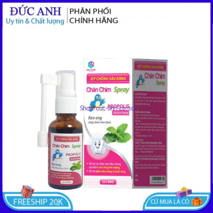 Xịt chống sâu răng Chân chim Spray - giảm đau răng , ê buốt (Lọ 30ml )