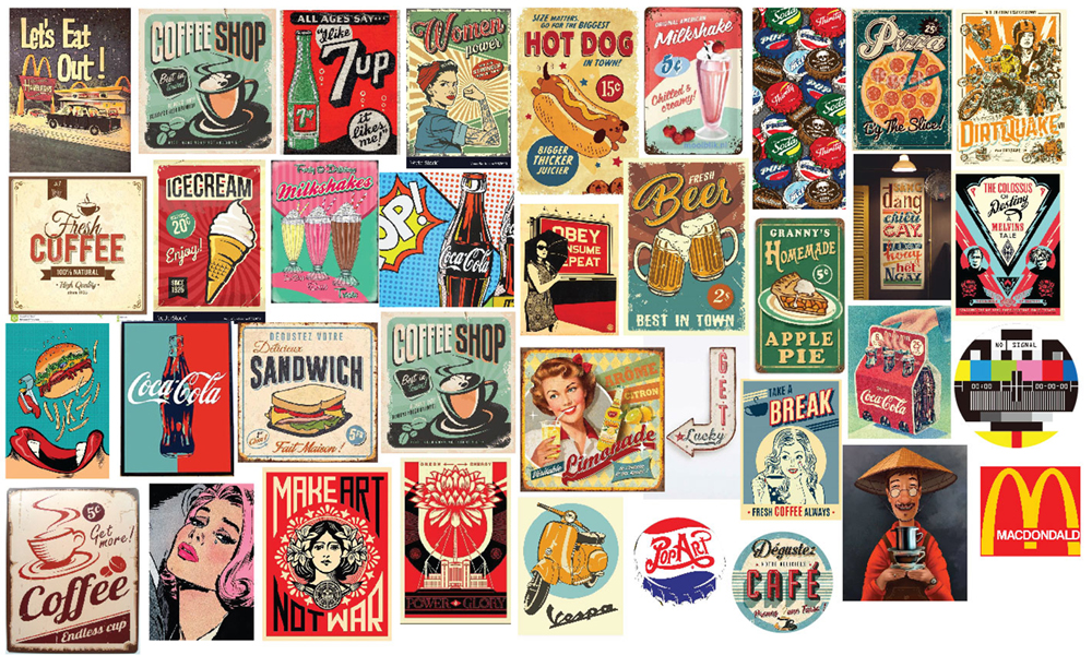 Decal dán Vintage decor cắt sẵn dán Vali, xe, barber shop, mũ bảo hiểm, macbook, đàn, tường...