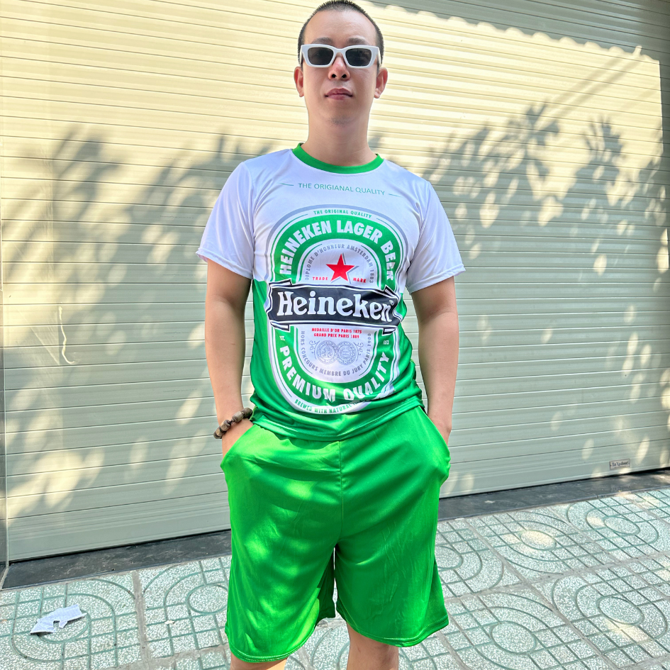 💥 MẪU HÓT 💥 ĐỒ BỘ THỂ THAO NAM NỮ BIA HEINEKEN XANH CHẤT THUN LẠNH MẶC NHÀ DẠO PHỐ GYM CỰC HOT, set đồ tập gym in chữ sát nách dáng rộng phong cách Hàn Quốc vải mát