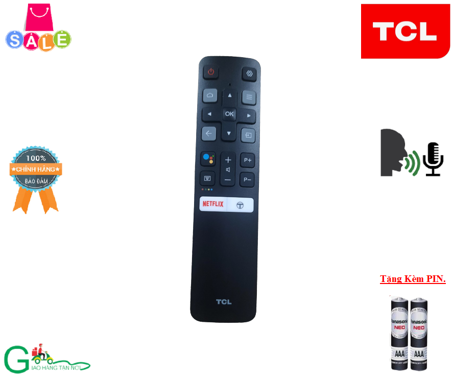 Remote Điều khiển từ xa tivi TCL smart giọng nói -Hàng chính hãng,mơi 100% ,tặng kèm PIN