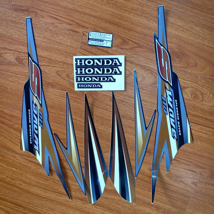 Trọn bộ tem 3 lớp dành cho xe WAVE alpha màu nâu xám với chất liệu cao cấp - bóng bảy trang trí xe đẹp như mới G280