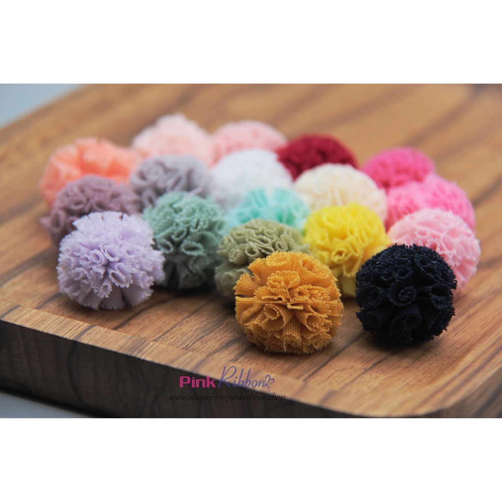 [SET 5 CÁI] Pompom các màu cỡ 2.5cm làm phụ liệu thời trang, may mặc