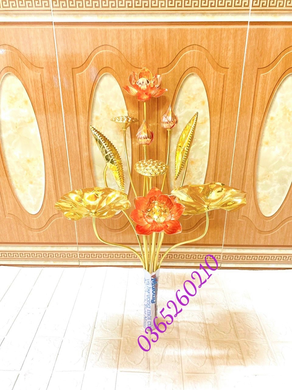 BÓ HOA SEN 10 BÔNG 70 CM BẰNG ĐỒNG