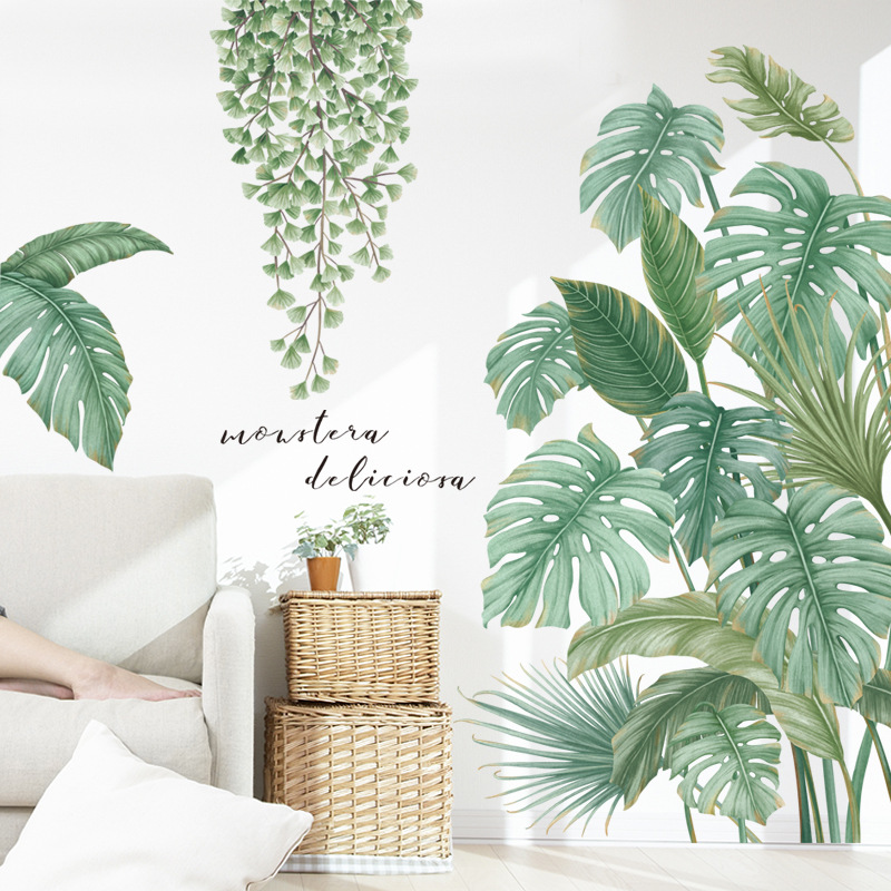 Decal dán tường cây lá nhiệt đới 02 PC bắc âu