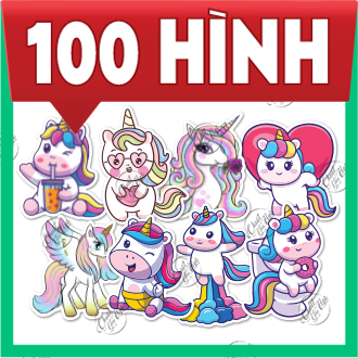 100 mẫu hình dán sticker ngựa Pony kỳ lân 1 sừng unicorn dễ thường đáng yêu