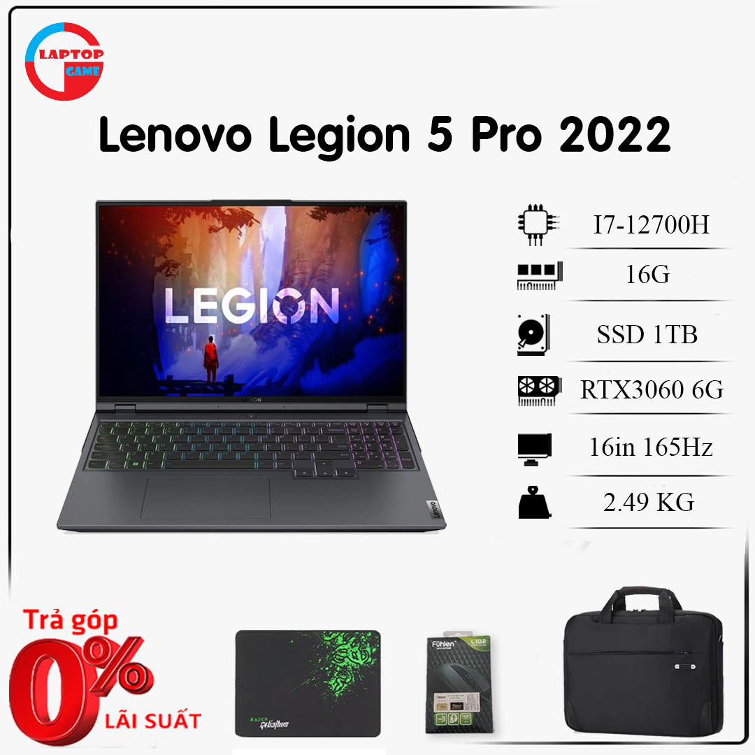 [Mới 100%] Lenovo Legion 5 Pro 2022 16ARH7H (Core i7-12700H, 16GB, 1TB, RTX 3060, 16'' WQXGA 165Hz)