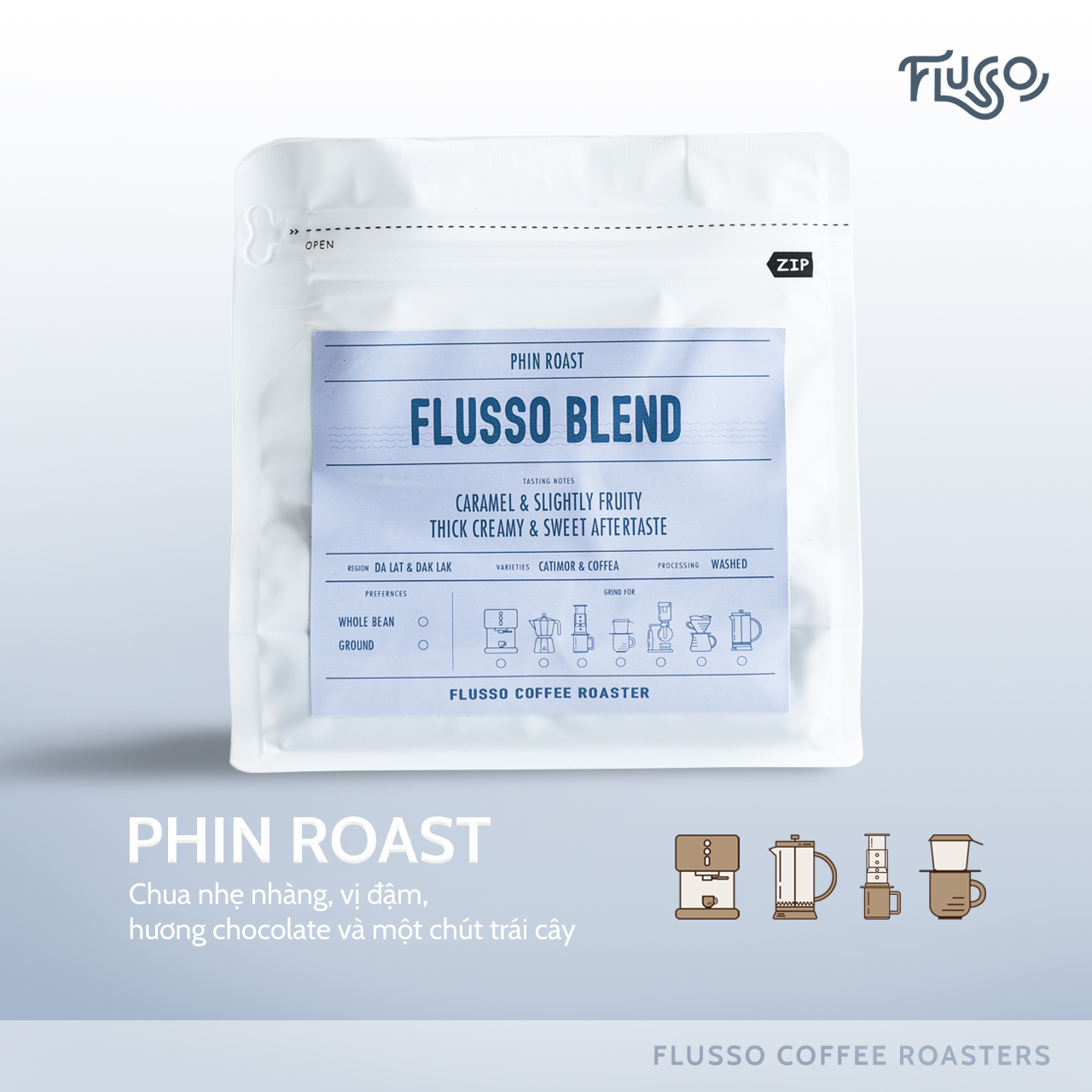 Cà Phê Pha Phin Nguyên Chất Flusso Blend-Flusso Specialty Coffee