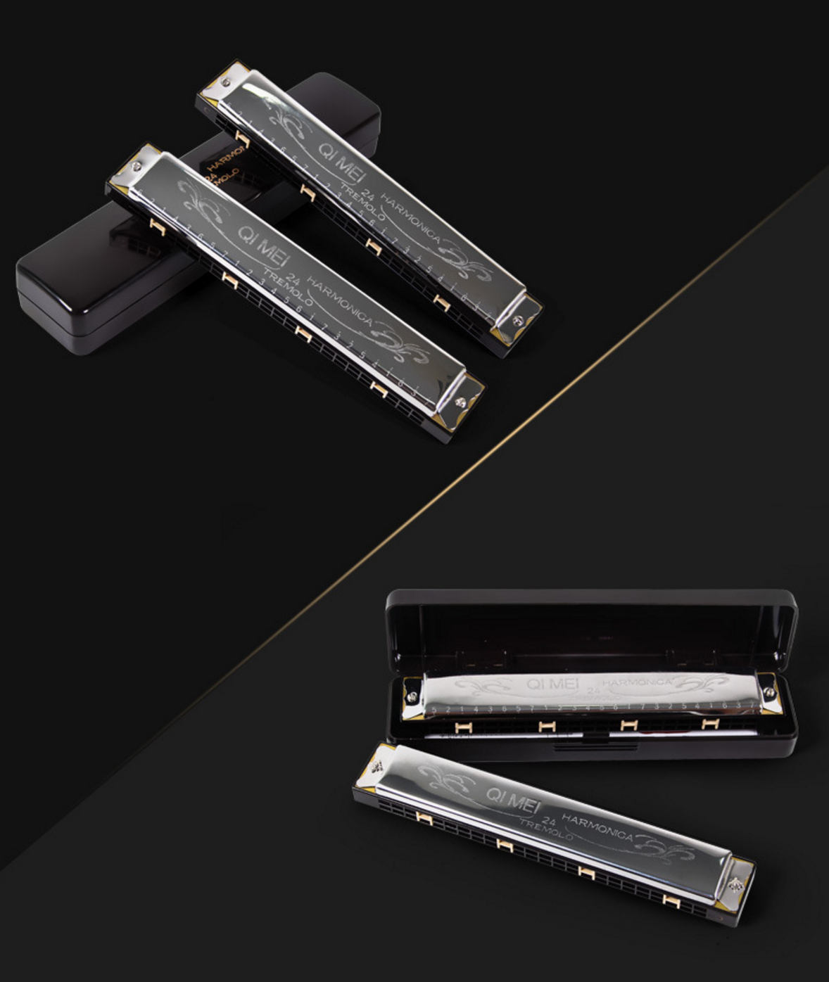 Kèn Harmonica QI MEI 24 lỗ 2 hàng cao cấp