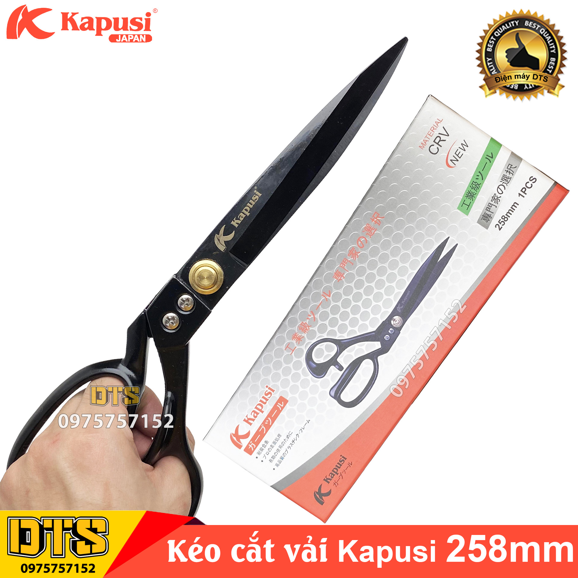 Kéo cắt vải chuyên thợ may thép Nhật Kapusi 258mm, kéo cắt may thiết kế thời trang siêu sắc bén, chịu mài mòn, kéo thợ may thép Mangan không gỉ, kéo cắt da thuộc cao cấp, kéo may chuyên nghiệp