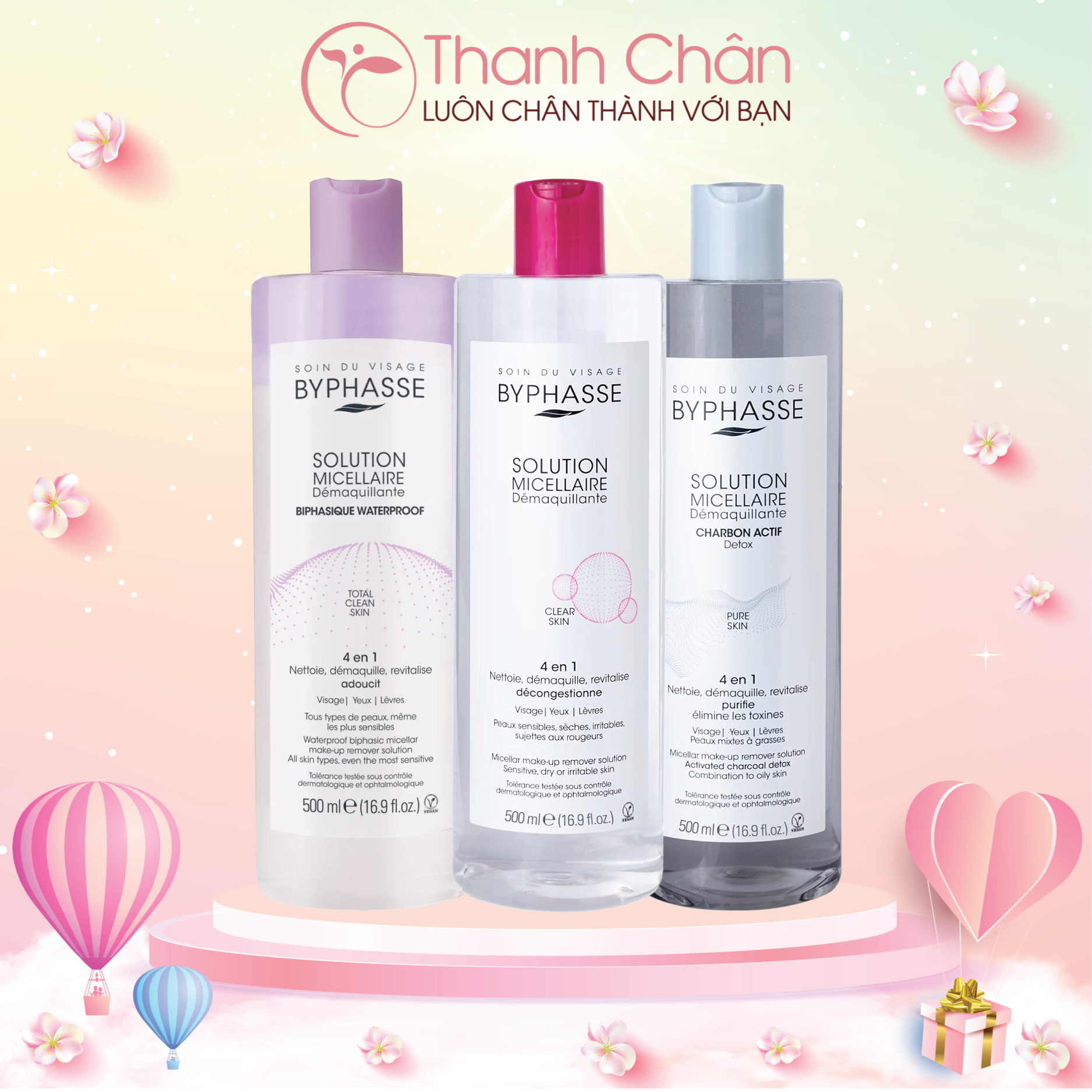 Nước tẩy trang BYPHASSE Solution Micellaire Face