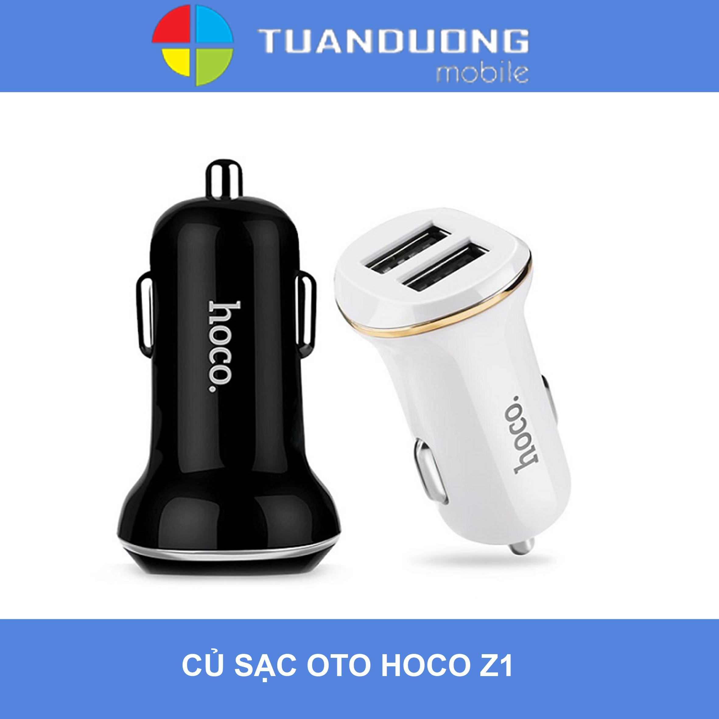 Cốc Sạc xe hơi HOCO Z1 2 cổng USB (nhiều màu)