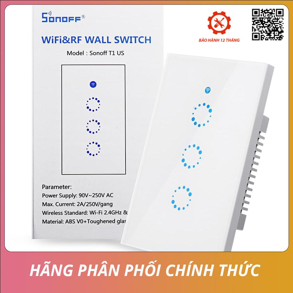 Công tắc sonoff t1 us 3 kênh hỗ trợ điều khiển từ xa qua wifi
