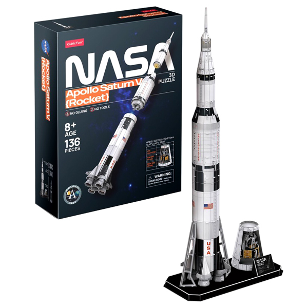 Bộ xếp hình puzzle 3d nasa: tên lửa vũ trụ saturn v - apollo - cubicfun ds1059h