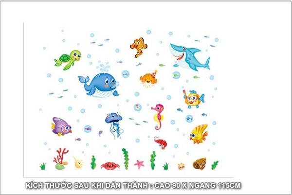[HCM]Decal trang trí tường - Cá Mập Đại Dương 02