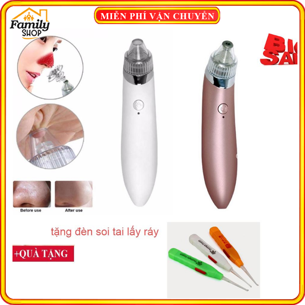 Máy hút mụn HM3 mini cầm tay sạc pin- 4 đầu hút sạch mụn an toàn cho da
